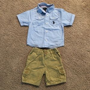 USPA collared shirt & khaki short sz 18M. Worn 1x!